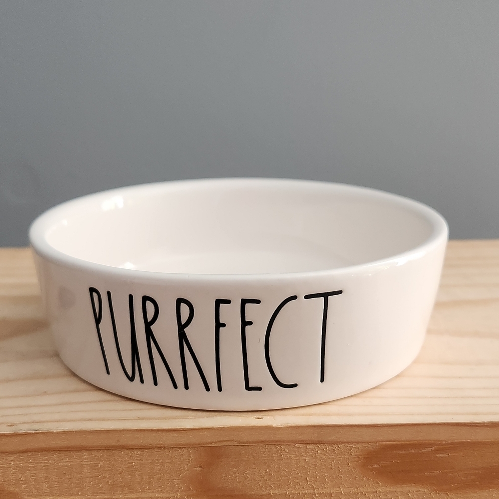 Rae Dunn Purrfect Cat Water or Food Ceramic Bowl